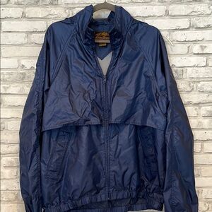 Eddie Bauer XL Men's Dark Blue Windbreaker Jacket nylon hooded